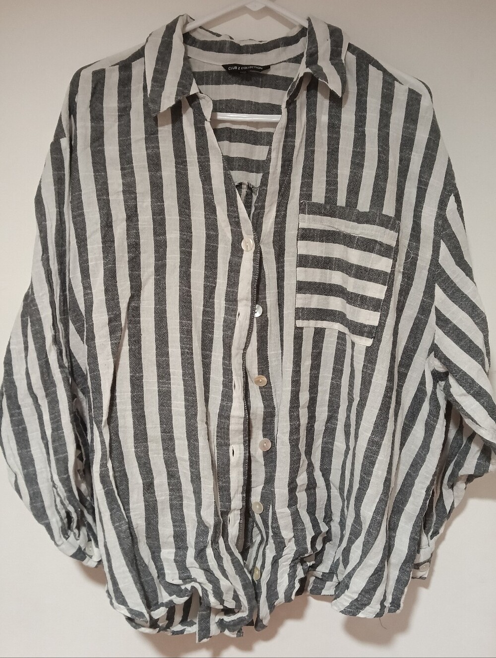 Gray And White Striped Blouse